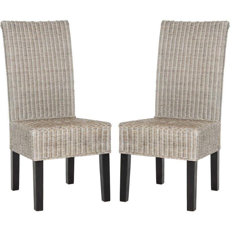 Arjun 18" H Wicker Dining Chair (Set of 2) - SEA8013 - Antique/Grey - Safavieh