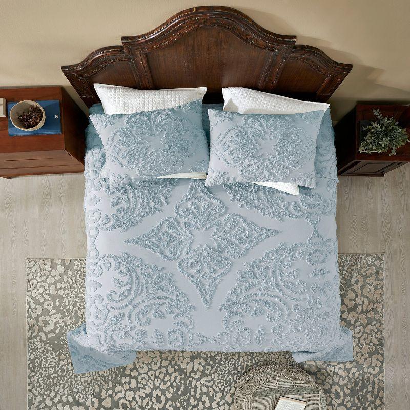 Better Trends Rylee Collection Blue Cotton Tufted Bedspread Set