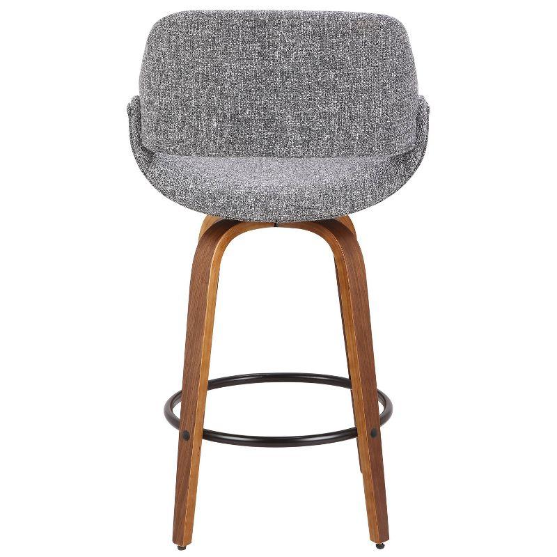 Set of 2 Fabrico Mid-Century Modern Counter Height Barstools: Walnut Legs, Polyester Upholstery - LumiSource