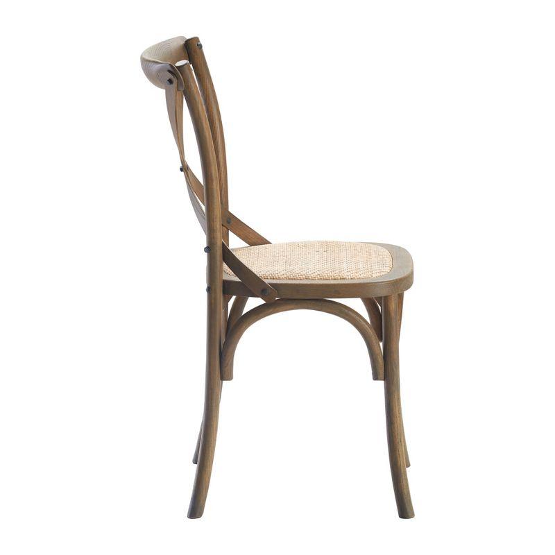 Finch Set of 2 Elmhurst Cross Back Side Chair Natural Rattan: Upholstered Polyester, Wood Legs, No Assembly Required