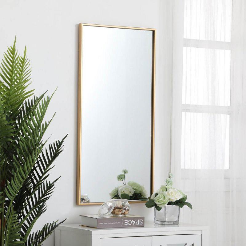 Elegant Lighting Metal frame rectangle mirror 18 inch in Brass