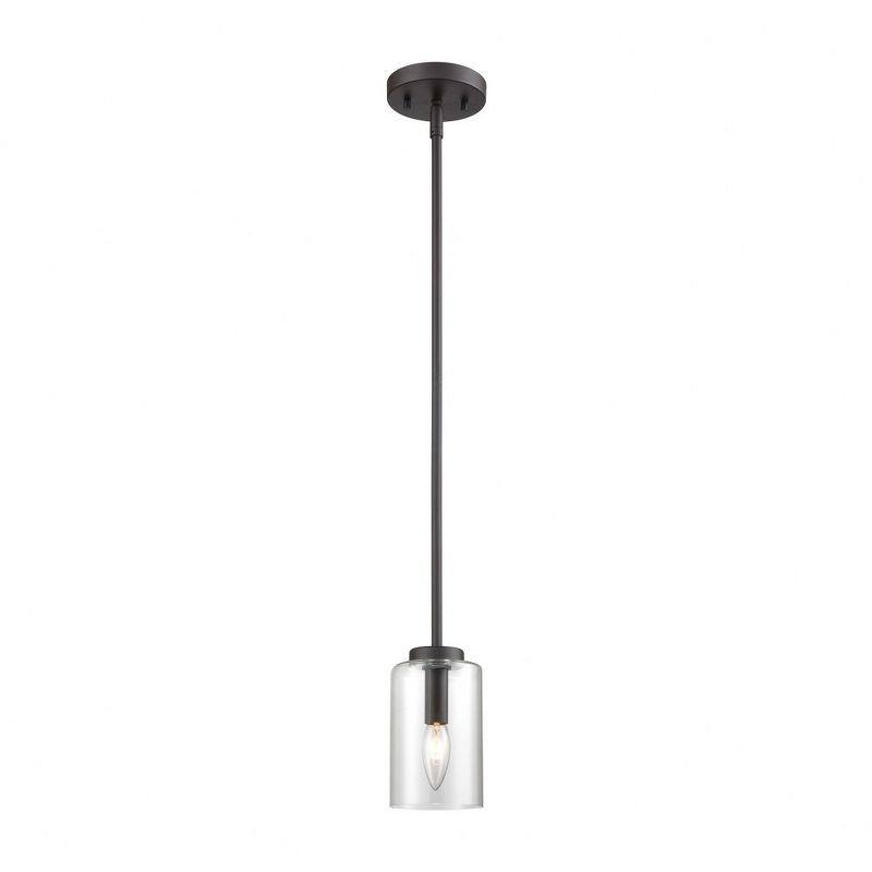 West End Oil Rubbed Bronze Mini Pendant with Clear Glass Shade