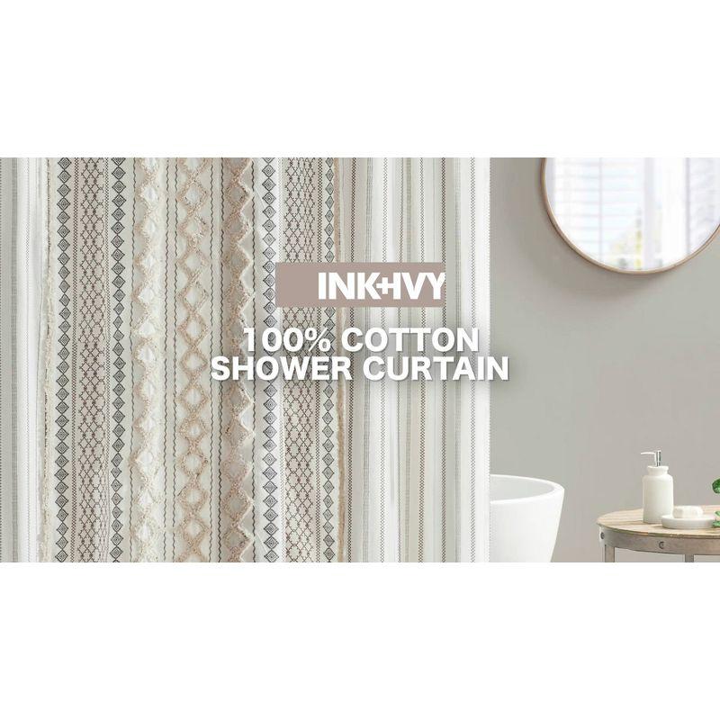 INK+IVY Imani 100% Cotton Printed Shower Curtain with Chenille