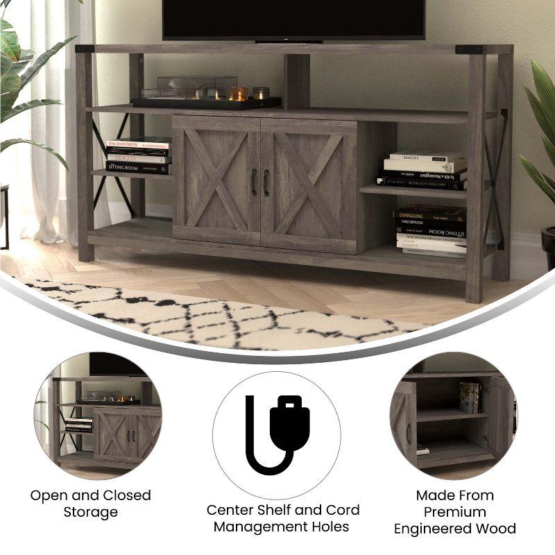Flash Furniture Wyatt 60" Modern Farmhouse Tall TV Console Cabinet with Storage Cabinets and Shelves for TV's up to 60", Gray Wash