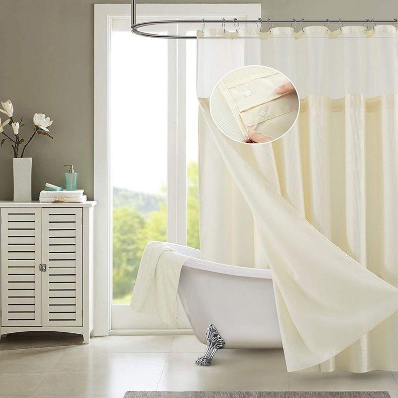 Dainty Home Complete Shower Curtain With Detachable Liner - Ivory