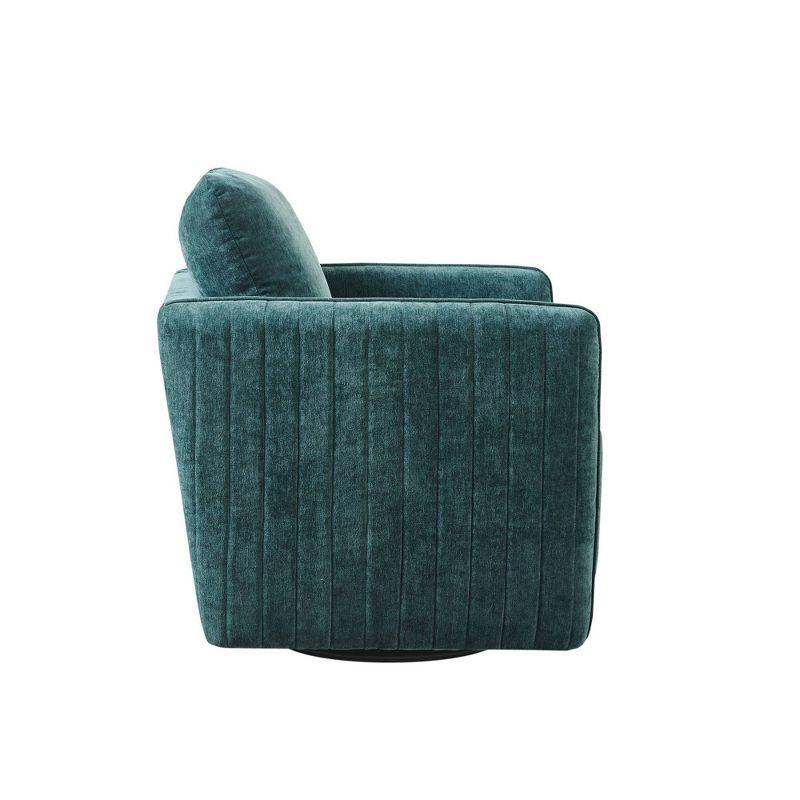 Adobe Upholstered 360 Degree Swivel Chair Green - Madison Park: Channel Quilted, Comfortable Accent Seating