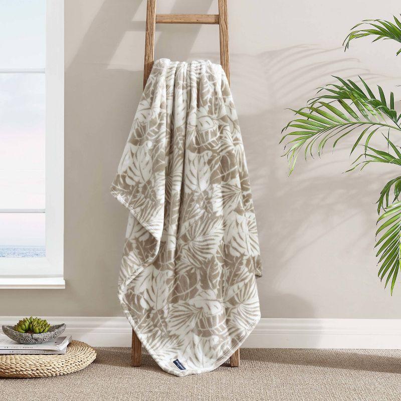 Tommy Bahama Home Wallpaper Leaves Plain Weave / Muslin Throw Blanket