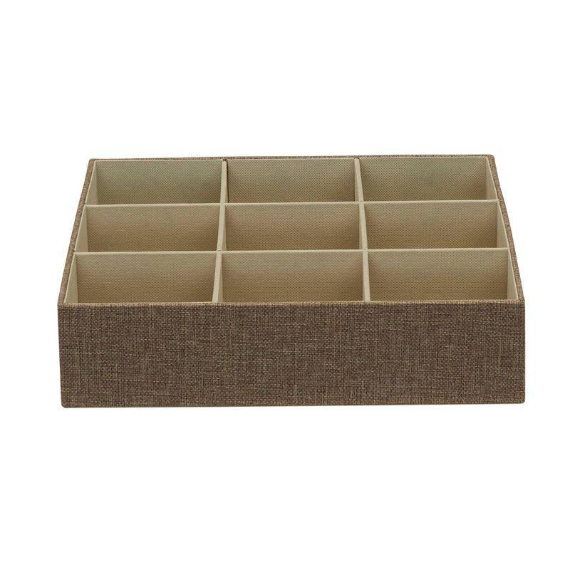 Household Essentials 3pc Drawer Organizer Set Latte Linen: Stackable Storage Boxes, Hard Sided, Light Brown, 12.6"x12.6"