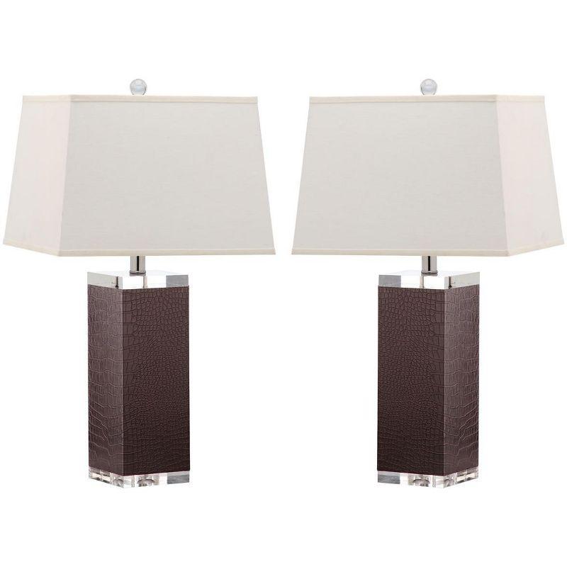 Deco 27 Inch H Leather Table Lamp (Set of 2) - Brown - Safavieh.