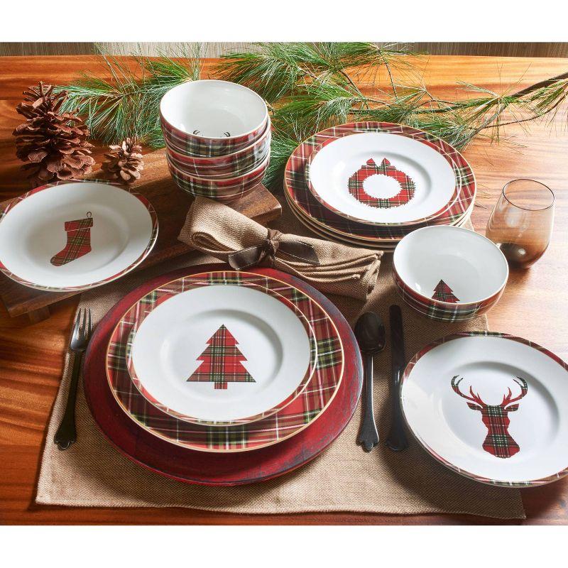 222 Fifth 222 Fifth 12-Piece Wexford Red Porcelain Dinnerware Set - Service For 4, Plate & Bowl Set