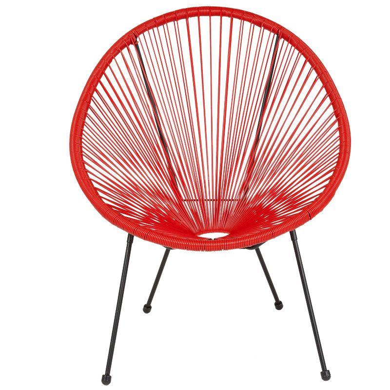 Red Rattan and Steel Papasan Bungee Lounge Chair