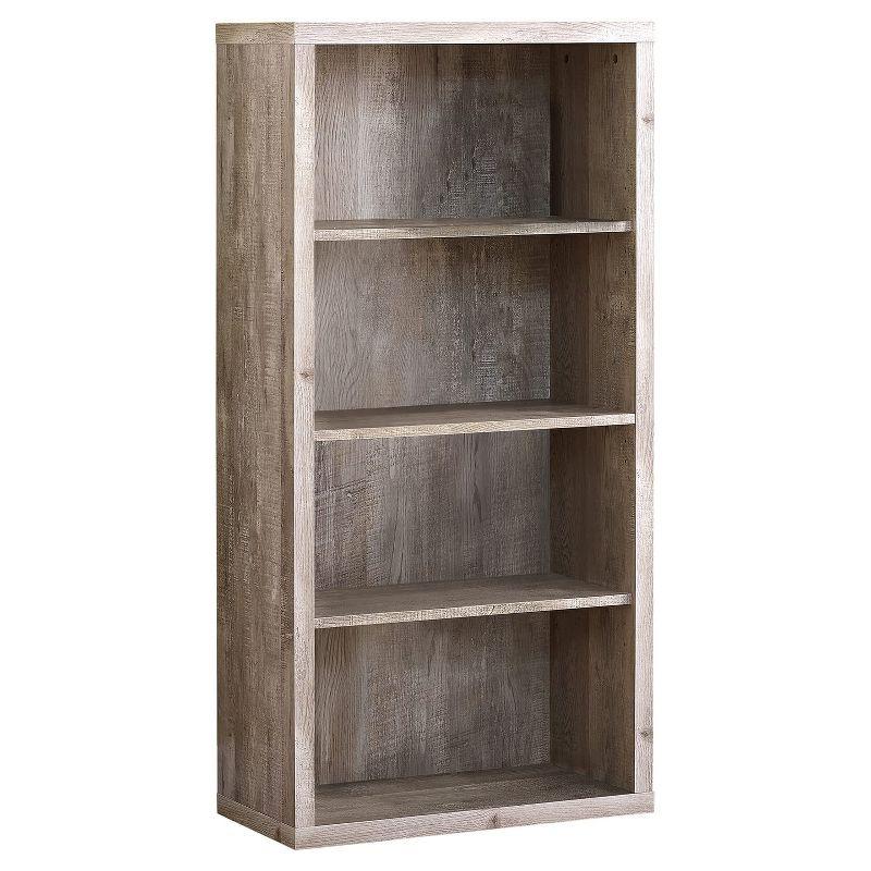 Taupe Medium Wood Adjustable 4-Shelf Bookcase