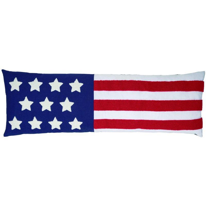 Patriotic American Flag Reversible Embroidered Lumbar Pillow