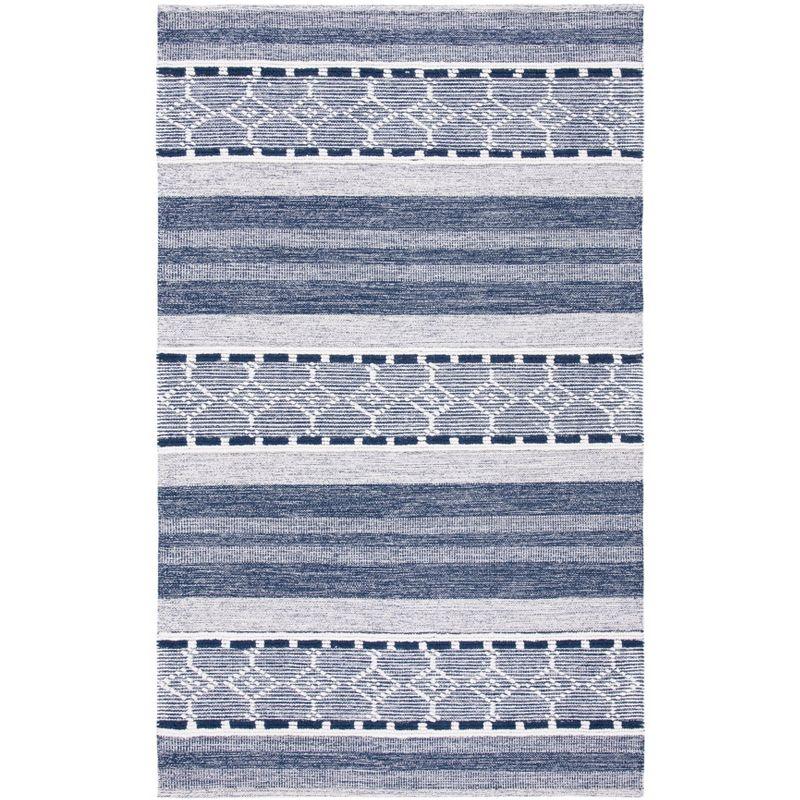 Striped Kilim STK522 Hand Woven Area Rug - Navy/Ivory - 4'x6' - Safavieh.