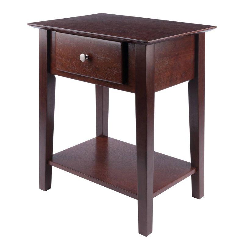 Walnut Transitional 1-Drawer Nightstand with Shelf