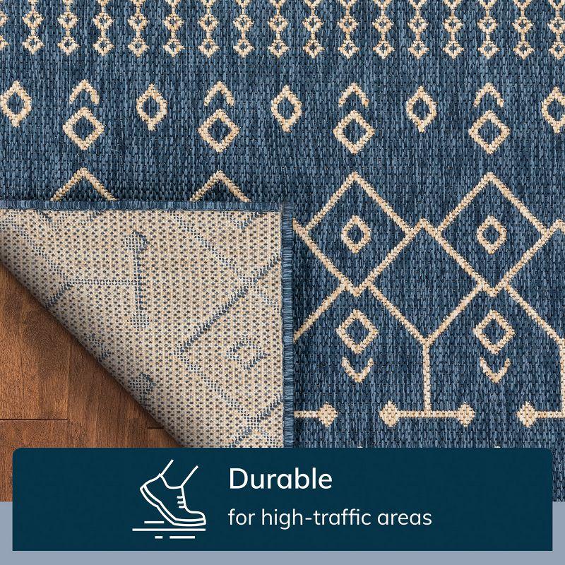 Marshanna Nord Trellis Blue Indoor/Outdoor Flat-Weave Area Rug