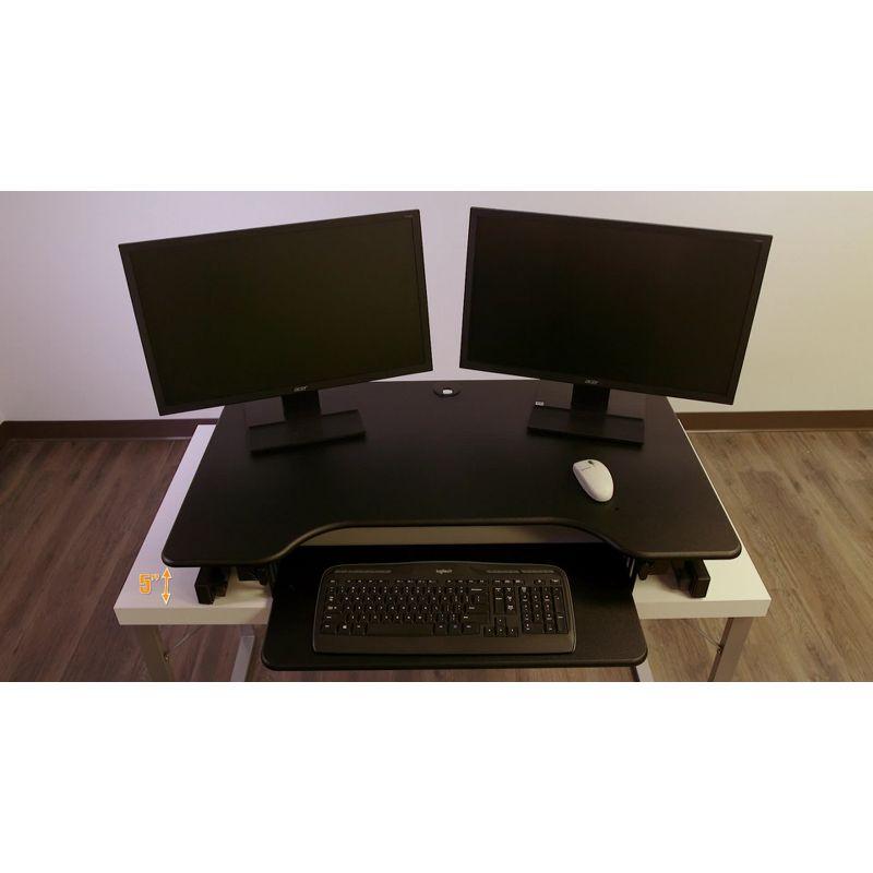 Rocelco 46" Height Adjustable Sit To Standing Desk Riser Black : Extra Large, Ergonomic Keyboard Tray, No Assembly Required