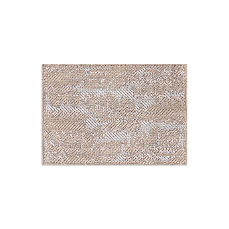 World Rug Gallery Floral Leaves Textured Flat Weave Indoor/Outdoor Area Rug - NATURAL 2'x3'