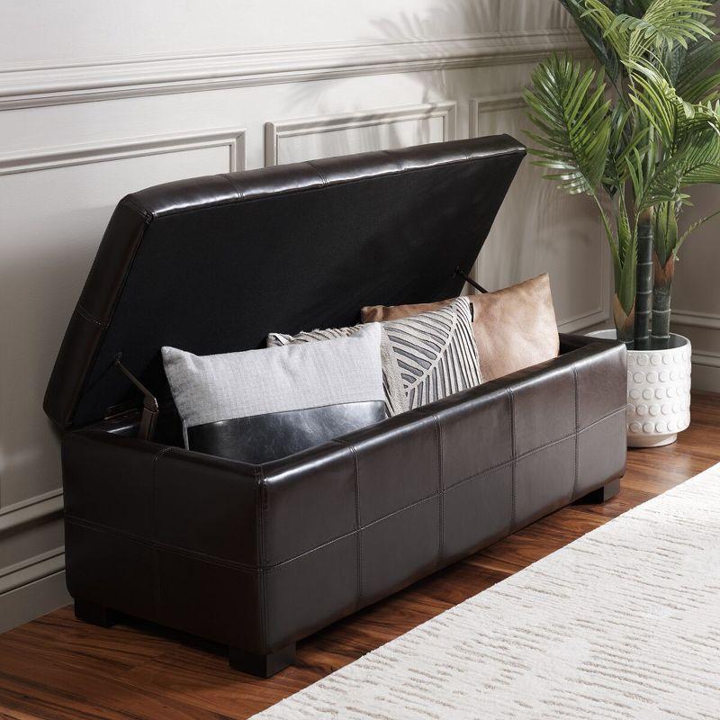 Maiden Large Tufted Storage Bench - Brown - Safavieh