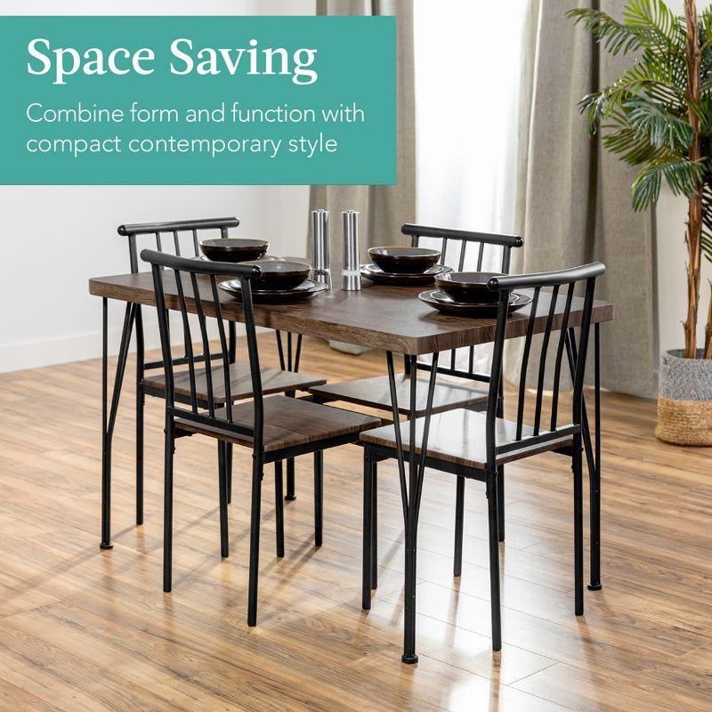 Best Choice Products 5-Piece Indoor Modern Metal Wood Rectangular Dining Table Furniture Set w/ 4 Chairs - Drift Brown