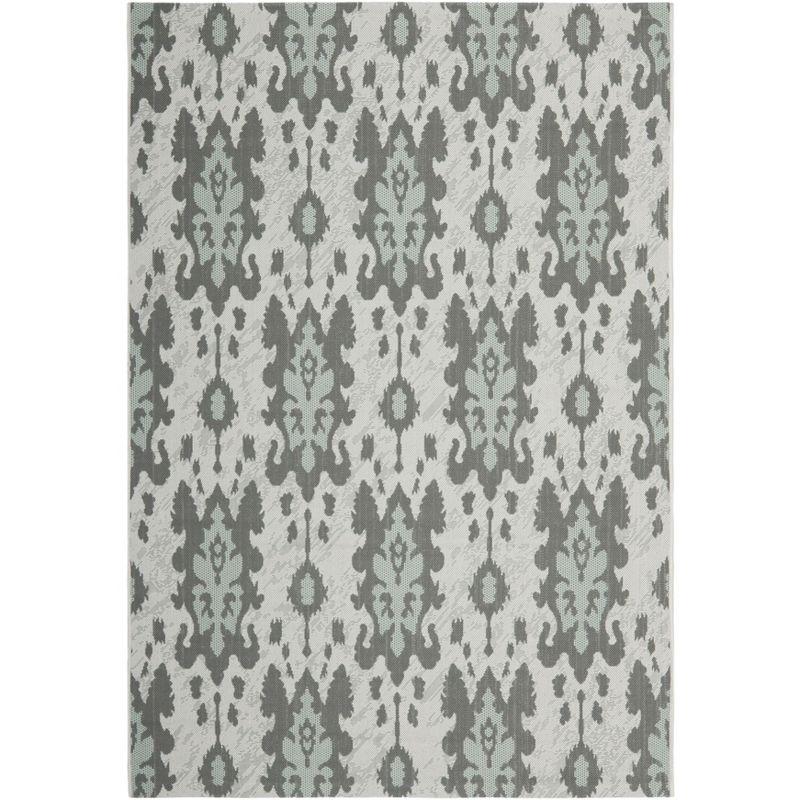 Gray and Aqua Rectangular Washable Synthetic Area Rug