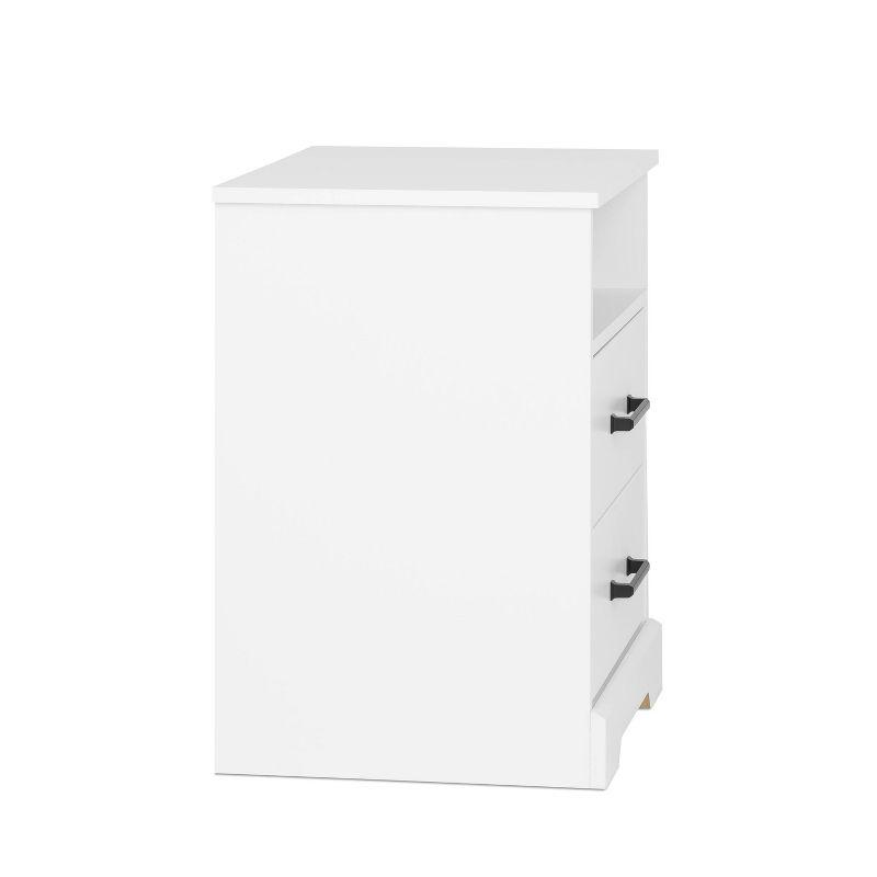 Rustic White 2-Drawer Nightstand with Open Shelf