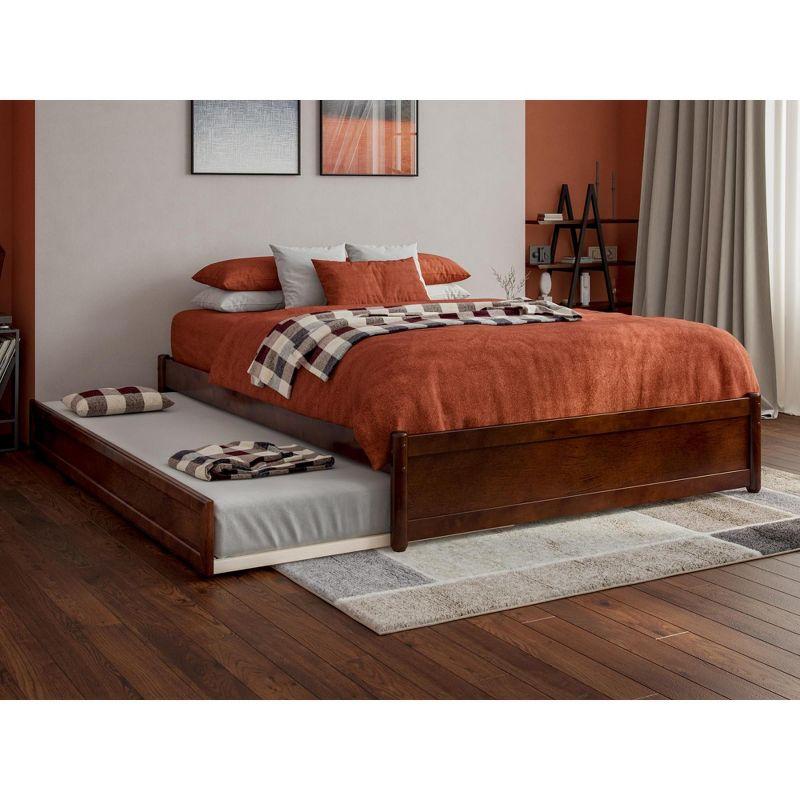 AFI Furnishings Full Panel Platform Bed with Twin Trundle in Walnut