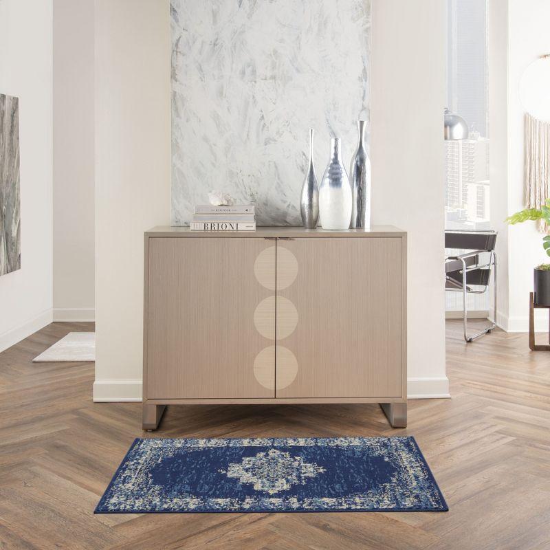 Nourison Grafix GRF14 Indoor only Area Rug - Navy Blue 2' x 4'