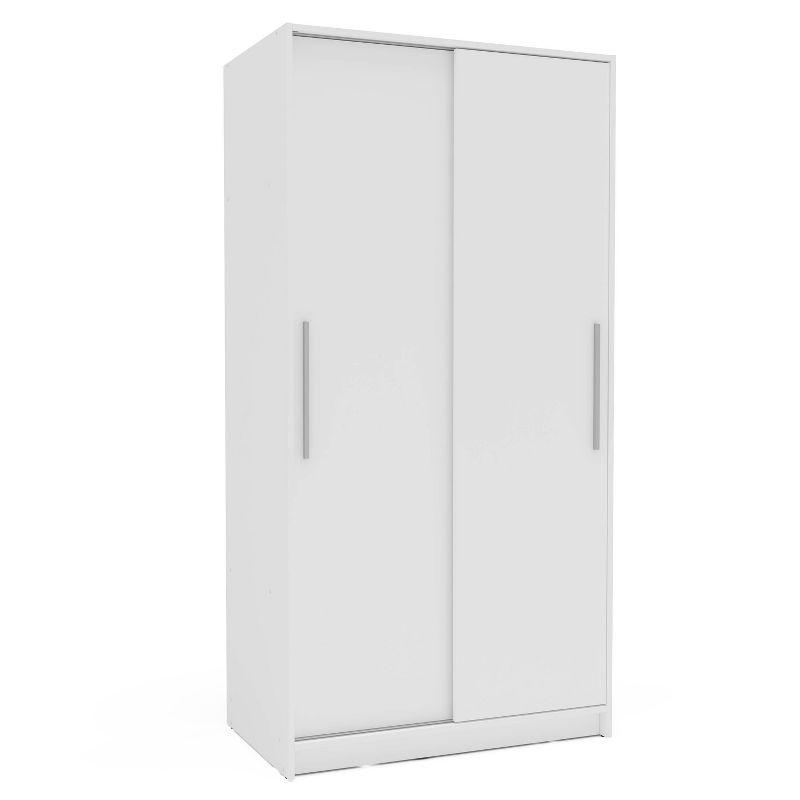 White Modern Clothing Armoire with Sliding Doors