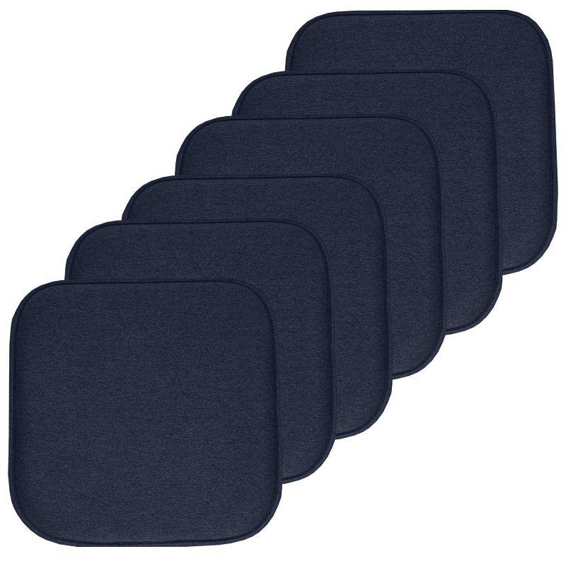 Charlotte Jacquard Memory Foam No Slip Back 16" x 16" Chair Pad Cushion, Navy, 6 Pack