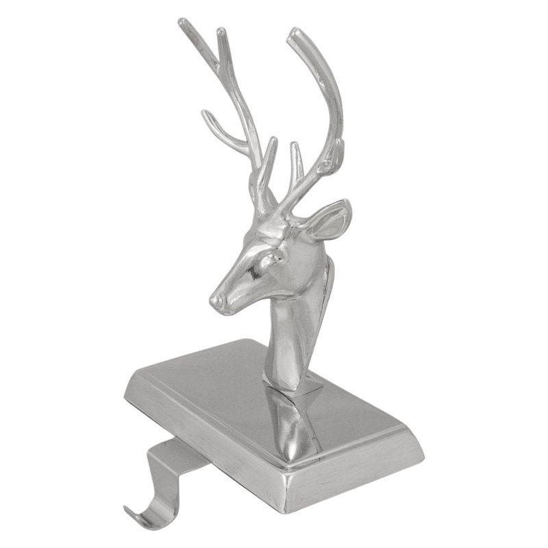 8" Shiny Silver Deer Head Christmas Stocking Holder