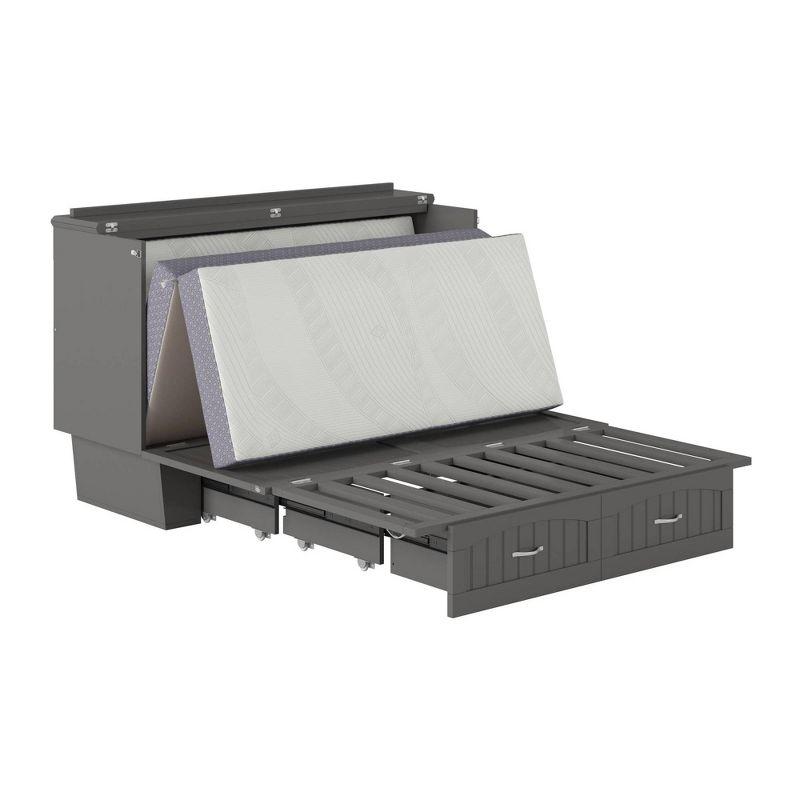 Queen Nantucket Murphy Bed Chest USB Turbo Charger Gray - AFI: Space-Saving, Built-In Charging, No Box Spring Required