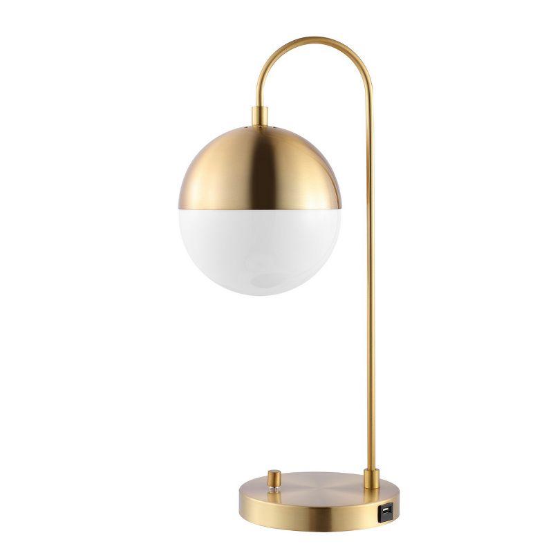 Brass Gold Mid-Century Modern Table Lamp with USB Port