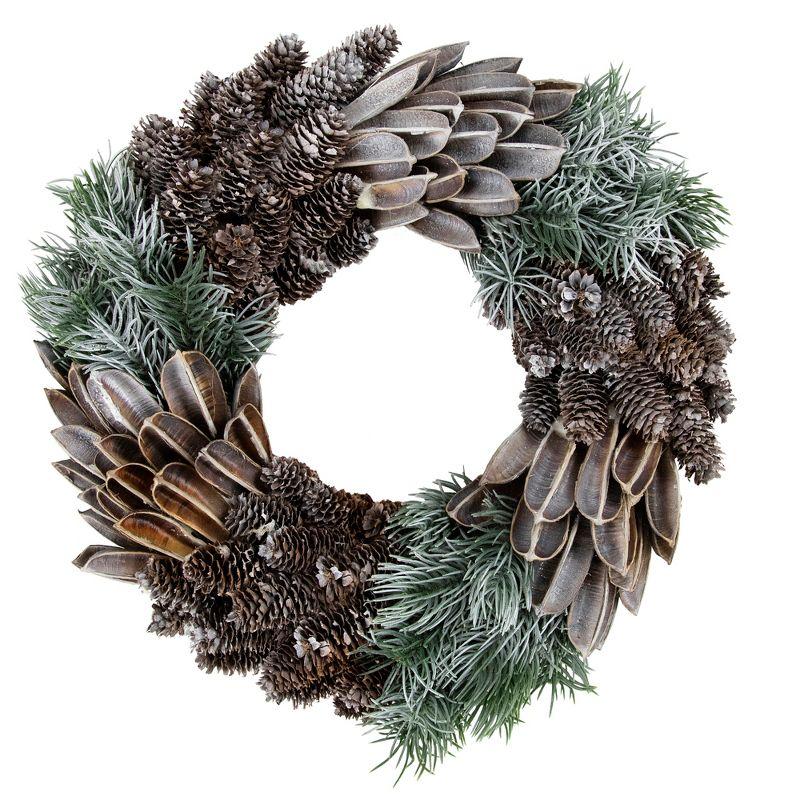 Brown and Green Pine Needle and Pine Cone Artificial Christmas Wreath