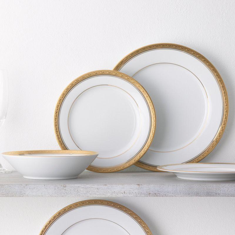 Crestwood Gold 12-Piece Porcelain Dinnerware Set with Gold Trim