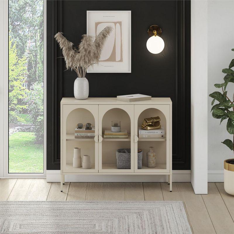 CosmoLiving by Cosmopolitan Chloe Metal Accent Cabinet With 3 Arched Glass Doors