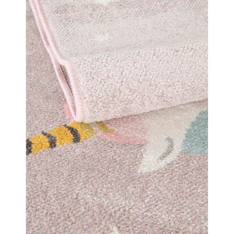 Unique Loom Whimsy Kids Collection Area Rug - Alicorn (5' 3" x 8' Rectangle Pink/Black)