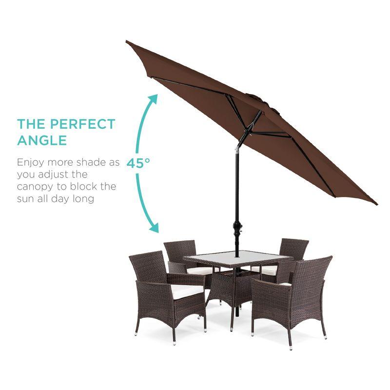 Best Choice Products 10ft Outdoor Steel Market Patio Umbrella w/ Crank, Tilt Push Button, 6 Ribs - Brown