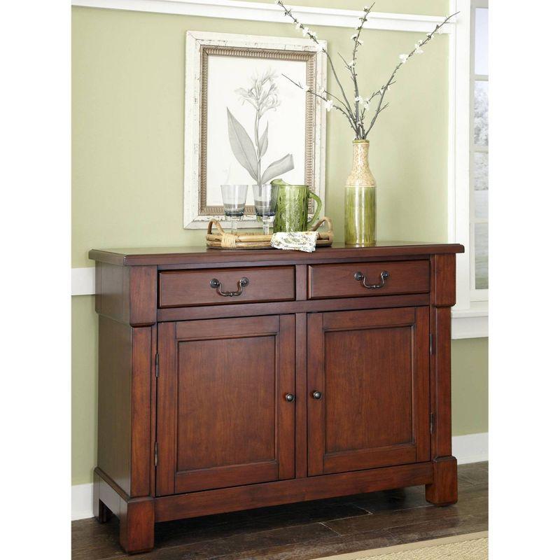 Homestyles Aspen Buffet Brown: Traditional Hardwood Sideboard, Adjustable Shelves, Anti-Tip Hardware