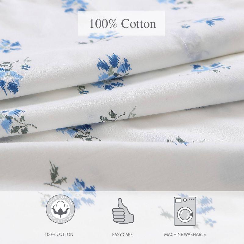 Sketchy 200 Thread Count Floral 100% Cotton Percale Sheet Set
