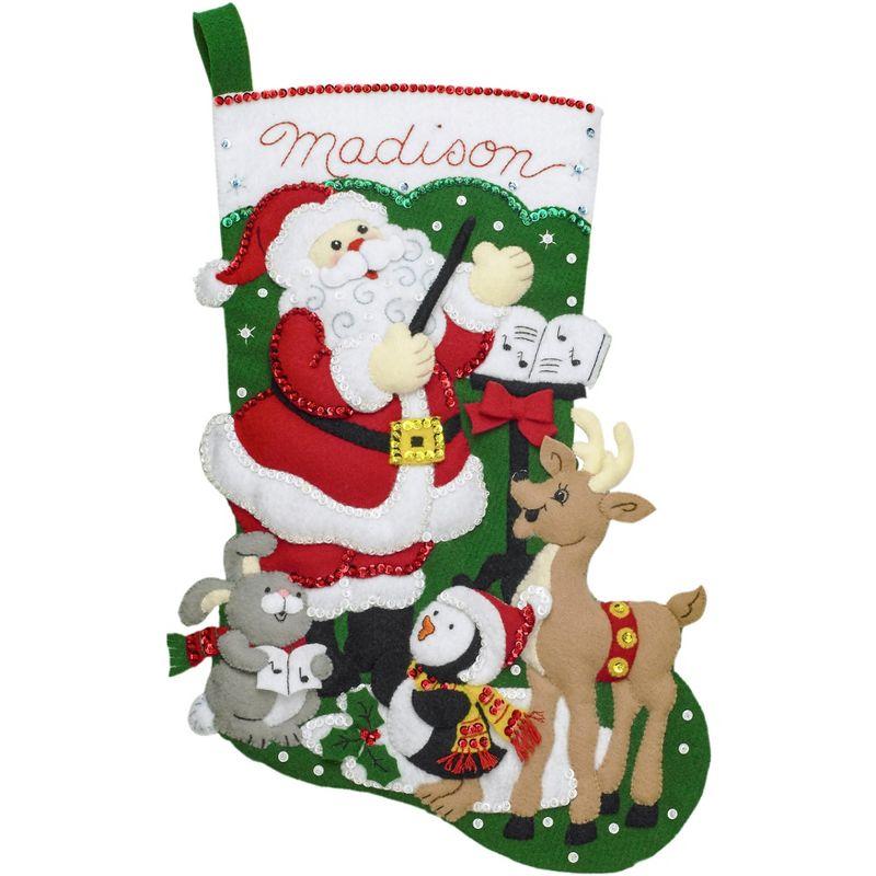 Bucilla Felt Stocking Applique Kit 18" Long-Santa's Choir Practice