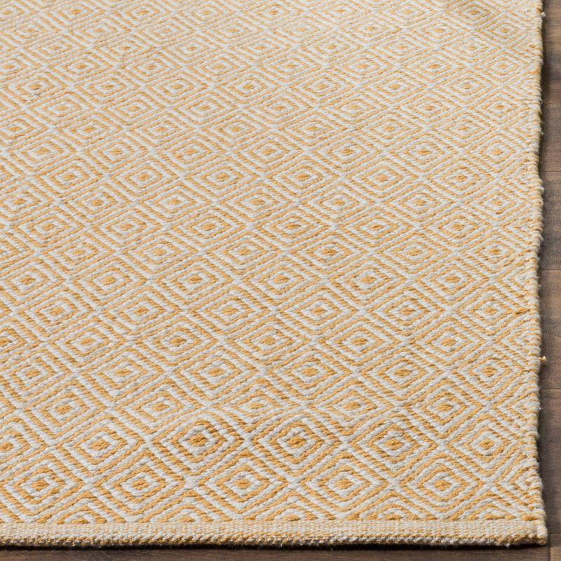 Coastal Charm Gold Geometric Hand-Woven Cotton Area Rug