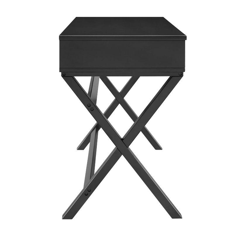 Penney Mid-Century Modern 2 Drawer Desk Black - Linon: Home Office Furniture, Pine Frame, MDF Surface