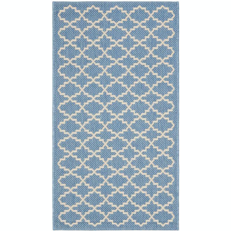 Courtyard CY6919 Power Loomed Indoor and Outdoor Accent Rug - Blue/Beige - 2'x3'7" - Safavieh