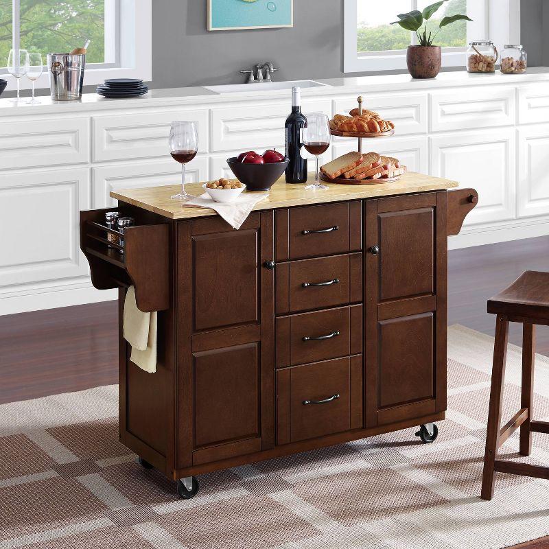 Eleanor Wood Top Kitchen Cart Mahogany/Natural - Crosley