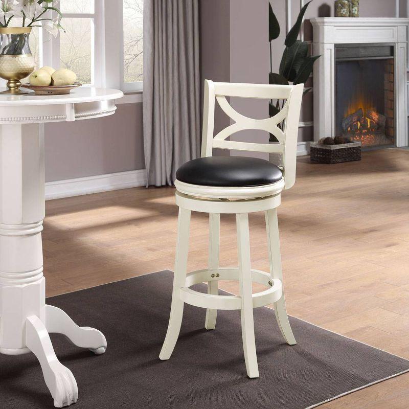 29" Florence Swivel Barstool Hardwood Buttermilk - Boraam: 360-Degree, High-Density Foam, No Assembly Required