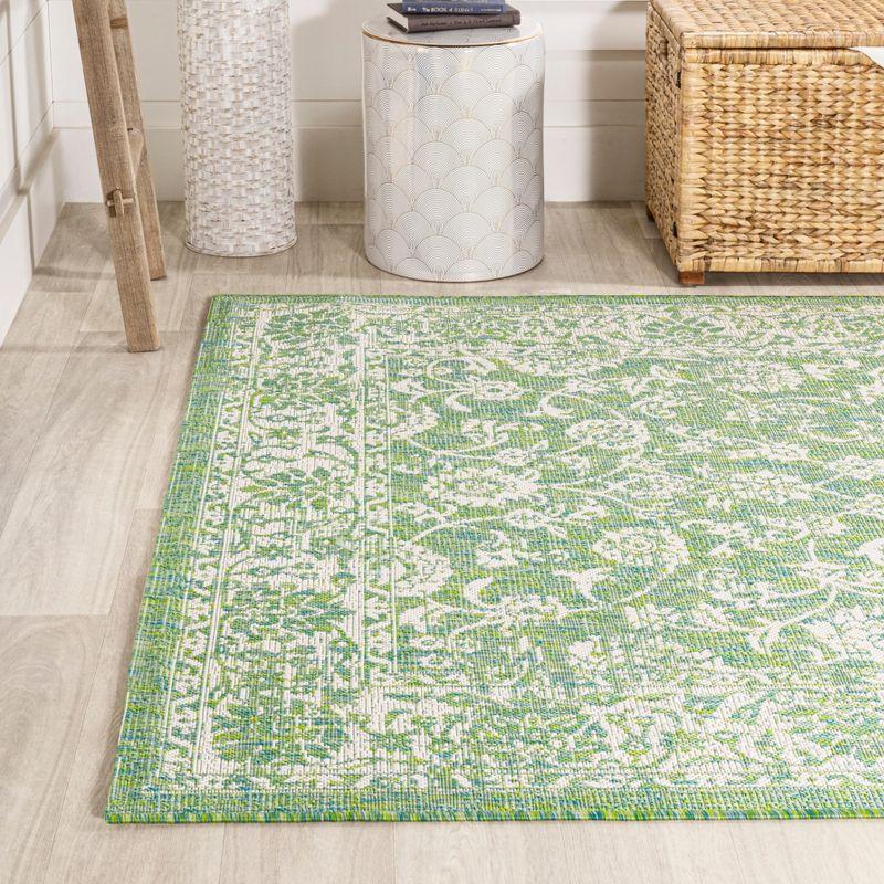 Tela Bohemian Inspired Textured Weave Floral Indoor/Outdoor Area Rug - JONATHAN Y