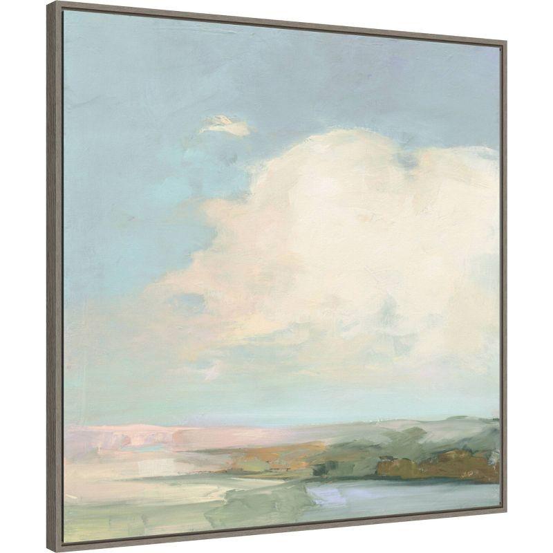 30" x 30" Colorful Horizon II Blue by Julia Purinton Framed Canvas Wall Art Print - Amanti Art: Modern Lithograph, Polystyrene Frame