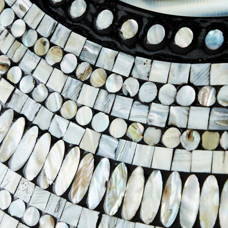 Olivia & May Wood Handmade Mosaic Wall Mirror Silver : Nautical Coastal Decor, 31.5" Round, No Assembly Required