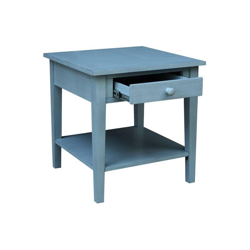 International Concepts Spencer End Table Antique Ocean Blue: Hardwood Frame, 25" High, Square Shape, Spot Clean